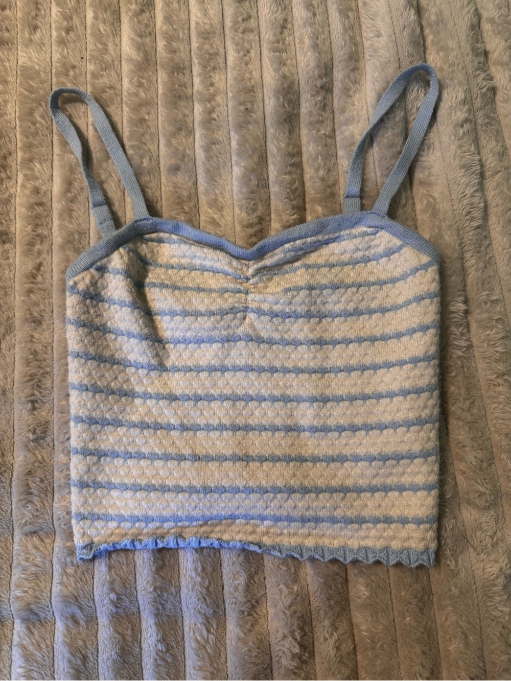 Freshman Cream & Light Blue Striped Knit Cami